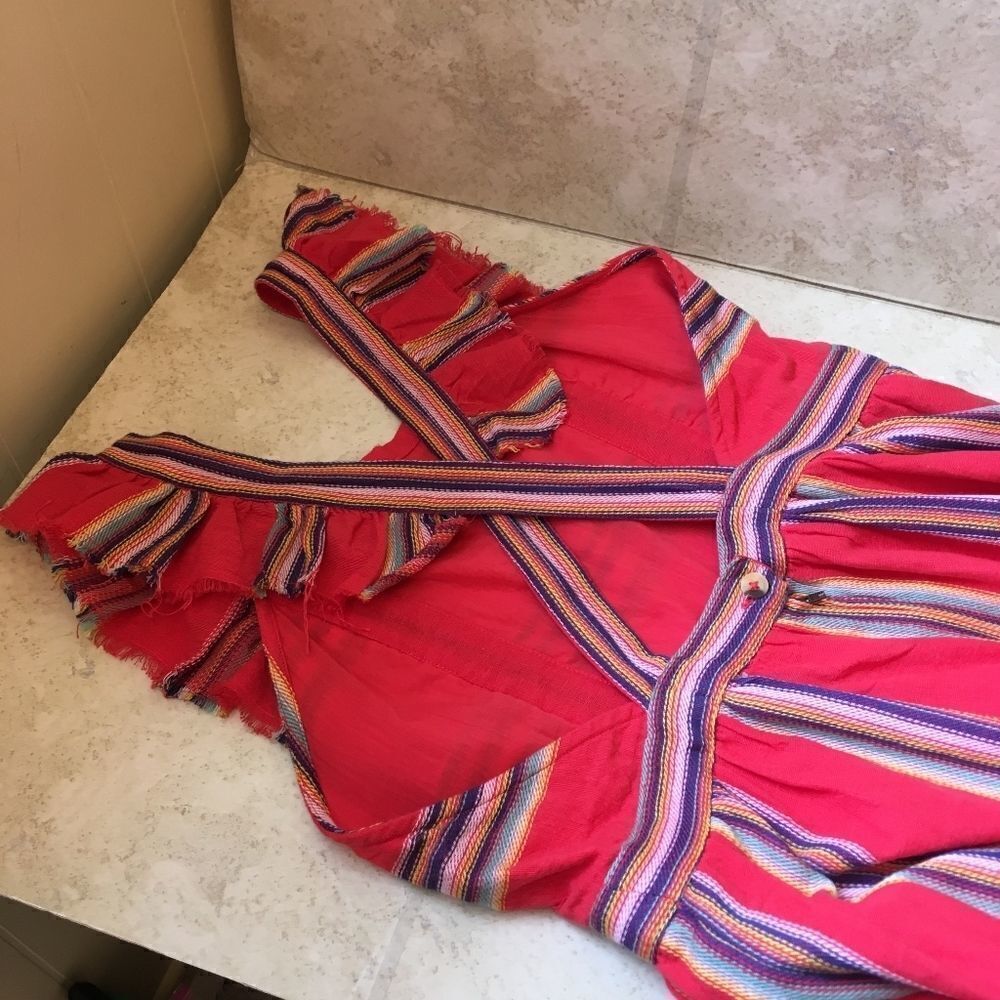 DRA SOUTHWESTERN STRIPE MALIBU DRESS IN RED - Picture 5 of 6